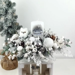 Stroik biało - srebrny z sową nr 39 Stroik biało - srebrny z sową nr 39