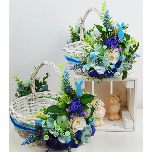 Koszyk wielkanocny mały, biało - niebieski nr 5