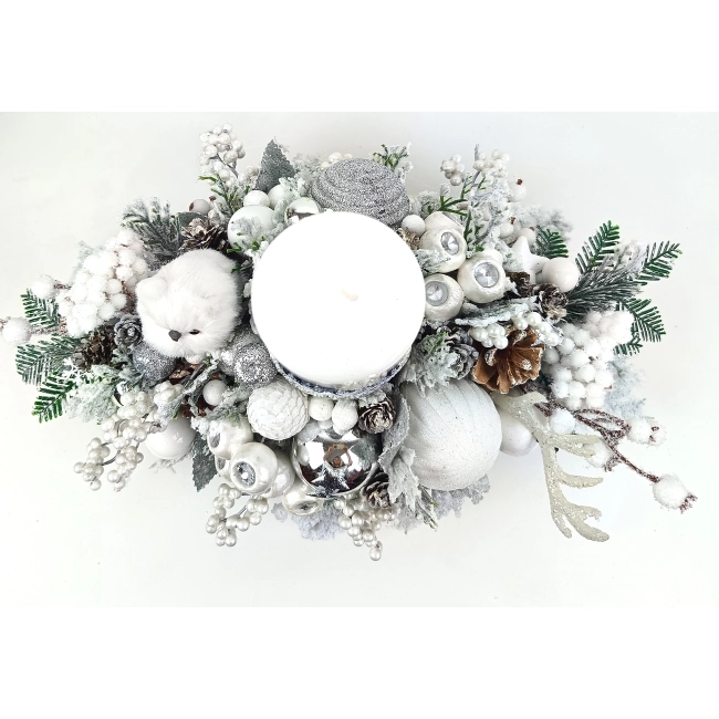 Stroik biało - srebrny z sową nr 39 Stroik biało - srebrny z sową nr 39