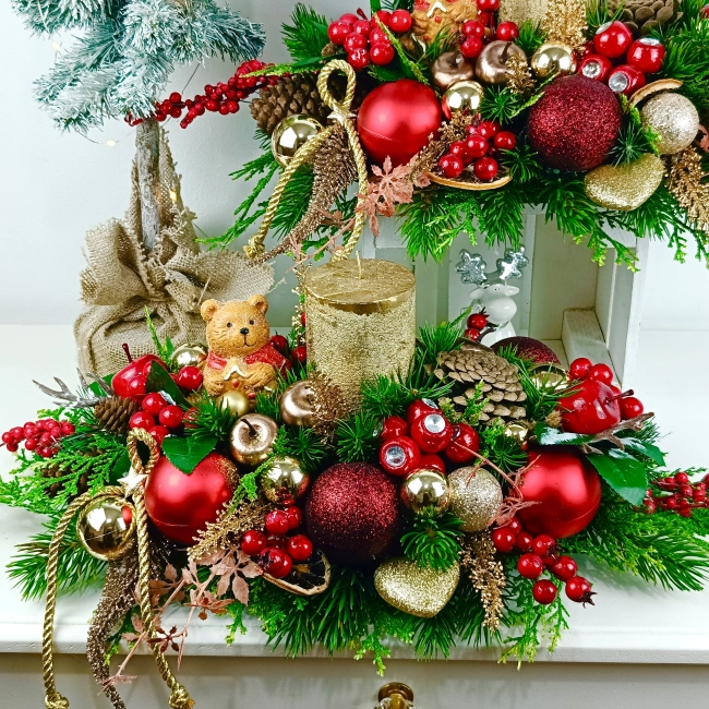 Stroik złoto - czerwony z misiem nr 52