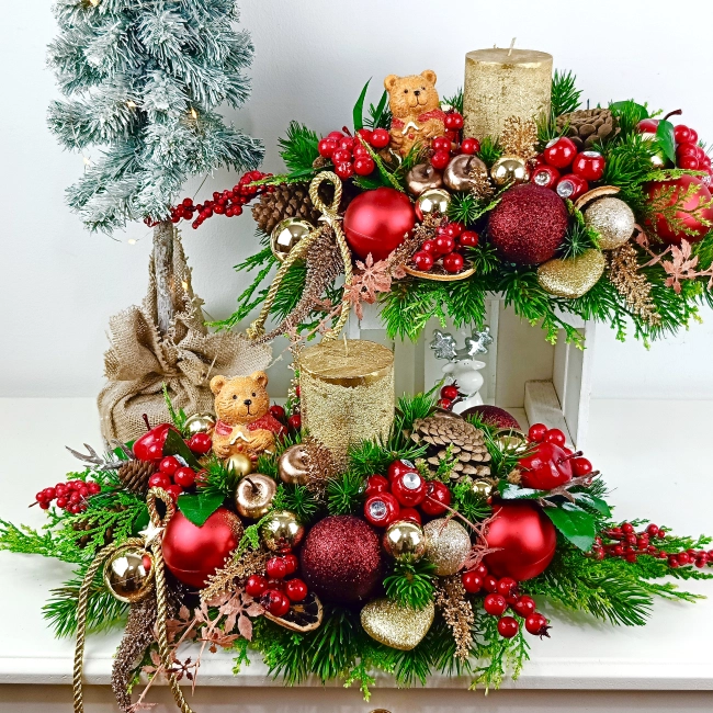 Stroik złoto - czerwony z misiem nr 52