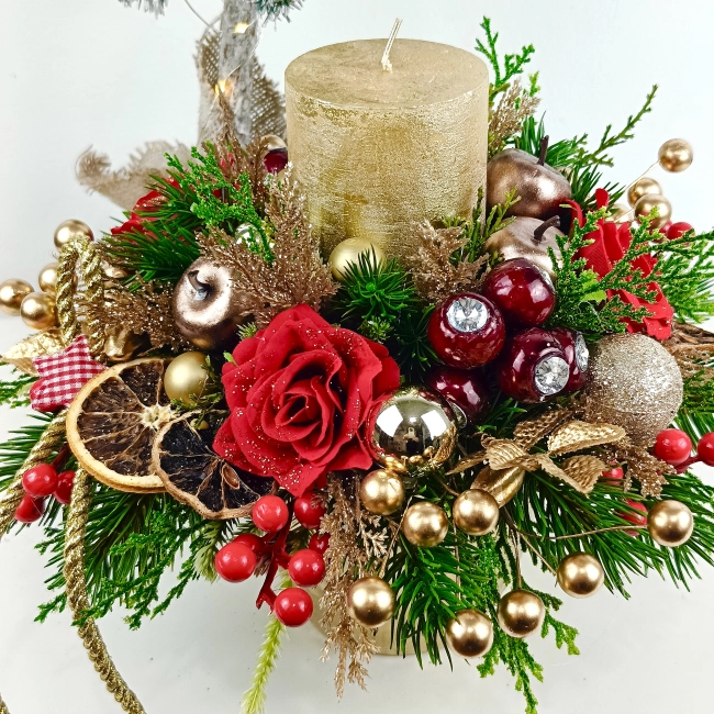 Stroik okrągły złoto - czerwony nr 46