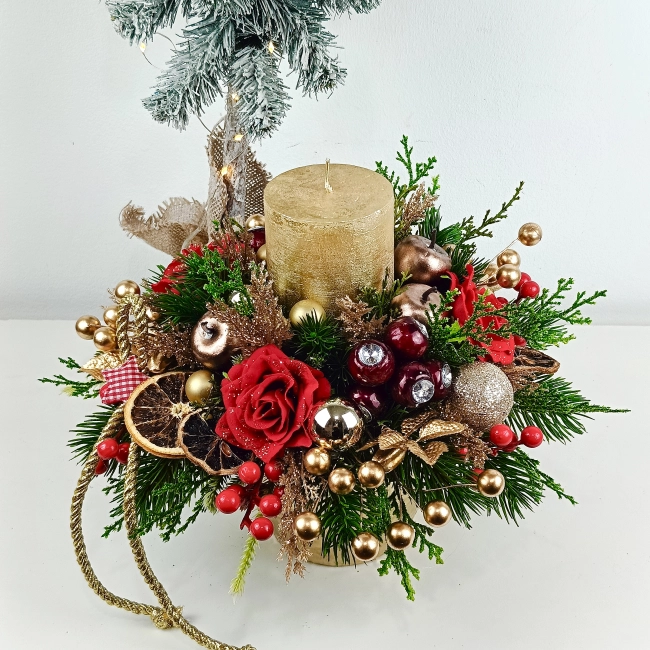 Stroik okrągły złoto - czerwony nr 46