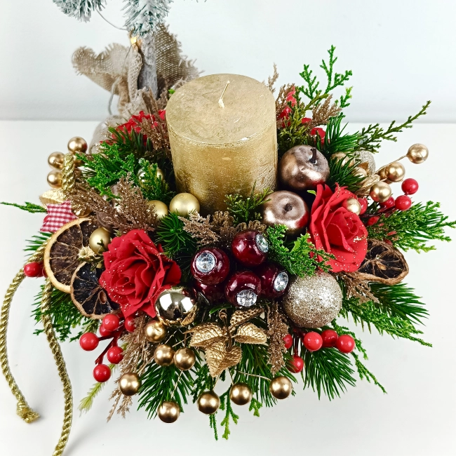 Stroik okrągły złoto - czerwony nr 46