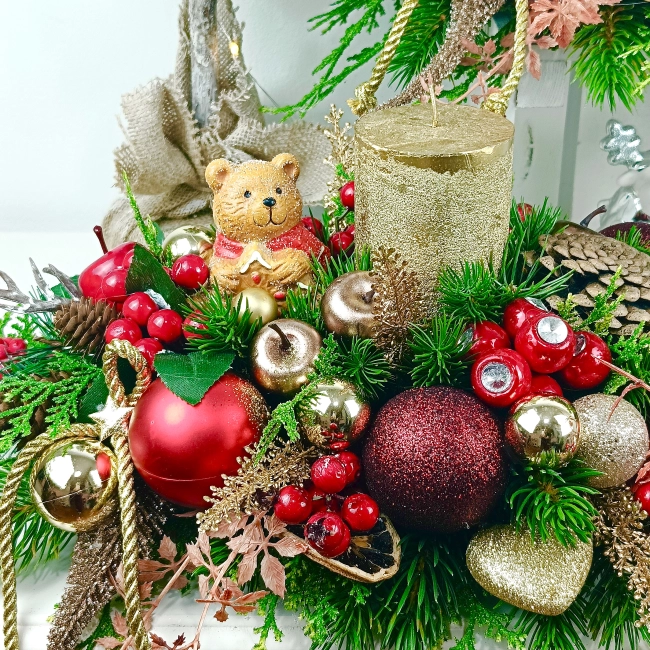 Stroik złoto - czerwony z misiem nr 52