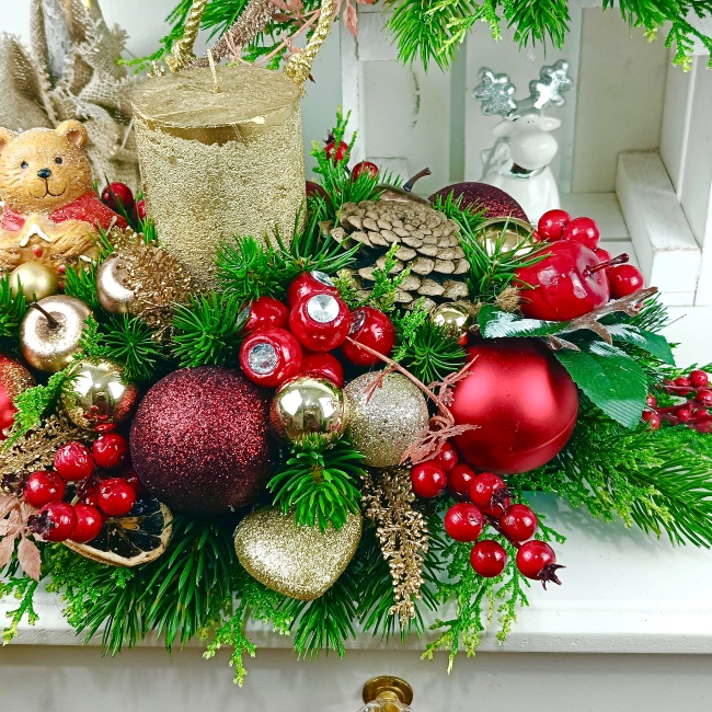 Stroik złoto - czerwony z misiem nr 52