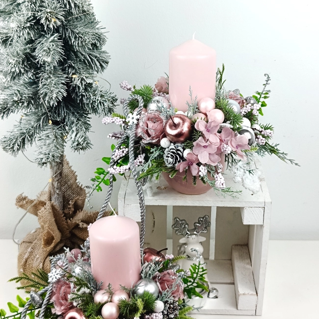 Stroik okrągły różowo - srebrny nr 43