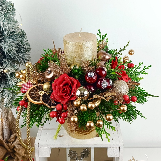 Stroik okrągły złoto - czerwony nr 46