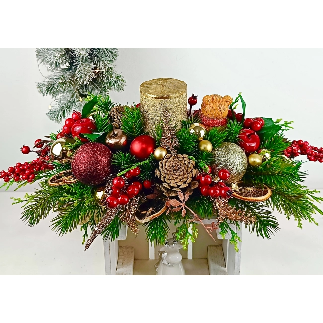 Stroik złoto - czerwony z misiem nr 52