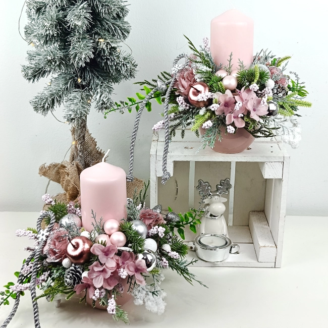 Stroik okrągły różowo - srebrny nr 43